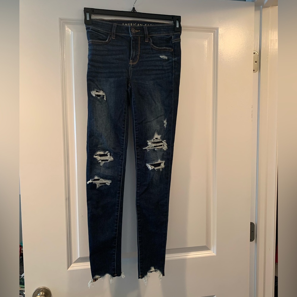 American Eagle Ne(x)t Level Stretch Ripped Jeggings Size 0 Reg PERFECT condition